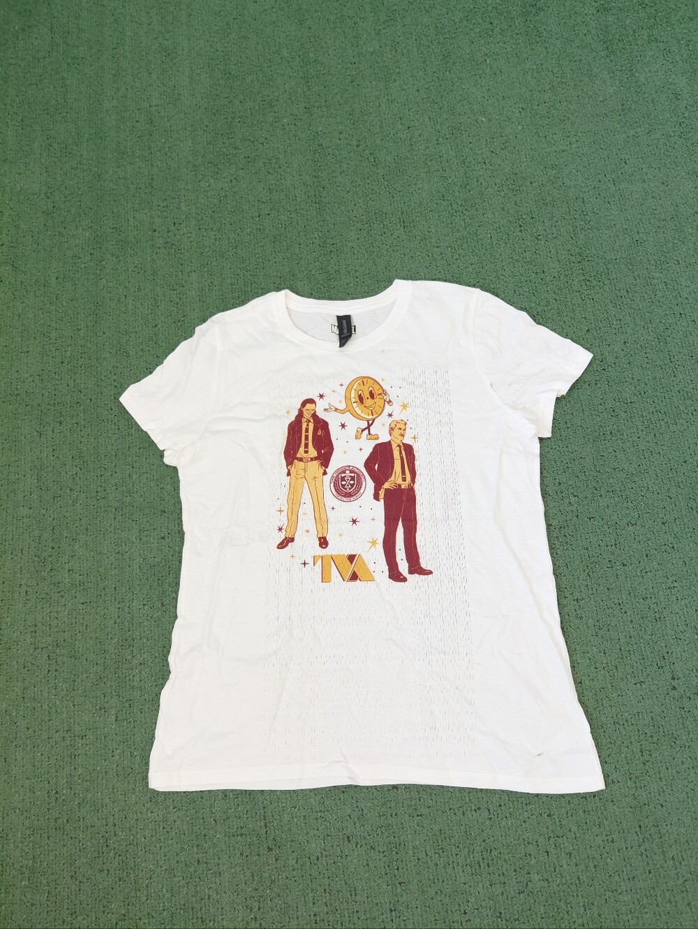Womens Marvel Loki TVA Retro Characters White T Shirt Sz Medium